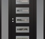 Modern Steel Front Door Diamond D4 64" x 80" black/black clear Glass Panel stainless steel RHI with 2 Sidelites frosted Glass