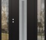 Modern Steel Front Door DIAMOND A2 64" X 80" BLACK/WHITE FROSTED GLASS PANEL STAINLESS STEEL RHI WITH 2 SIDELITES CLEAR GLASS