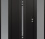 Modern Steel Front Door DIAMOND A5 68" X 80" BLACK/WHITE FROSTED GLASS PANEL BLACK LHI WITH 2 SIDELITES FROSTED GLASS