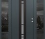 Modern Steel Front Door DIAMOND A3 60" X 80" ANTHRACITE/ANTHRACITE FROSTED GLASS PANEL BLACK LHI WITH 2 SIDELITES MIRRORED GLASS