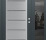 Modern Steel Front Door Diamond C11 52" x 80" anthracite/anthracite frosted Glass Panel stainless steel LHI with Sidelite mirrored Glass