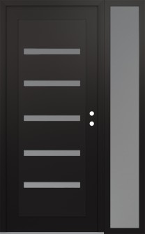 Diamond C7 52" x 80" black/white frosted Glass Panel black LHI with Sidelite frosted Glass