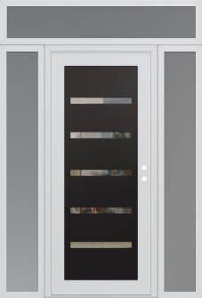 Diamond C7 60" x 96" white/white clear Glass Panel black LHI with 2 Sidelites and Transom frosted Glass