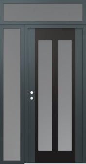 Diamond C14 52" x 96" anthracite/anthracite frosted Glass Panel black RHI with Sidelite and Transom frosted Glass