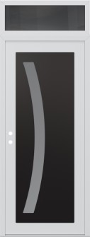 Diamond C4 36" x 96" white/white frosted Glass Panel black RHI with Transom mirrored Glass
