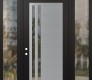 Modern Steel Front Door Diamond C6 64" x 96" black/black clear Glass Panel stainless steel RHI with 2 Sidelites and Transom clear Glass