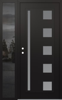 Diamond C3 52" x 80" black/white frosted Glass Panel black RHI with Sidelite mirrored Glass