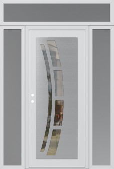 Diamond C12 68" x 96" white/white clear Glass Panel stainless steel RHI with 2 Sidelites and Transom frosted Glass