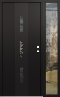 DIAMOND A7 48" X 80" BLACK/BLACK MIRRORED GLASS PANEL BLACK LHI WITH SIDELITE CLEAR GLASS