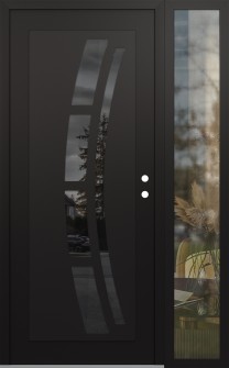 Diamond C12 48" x 80" black/black mirrored Glass Panel black LHI with Sidelite clear Glass