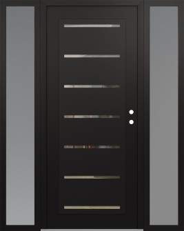 Diamond C11 60" x 80" black/black clear Glass Panel black LHI with 2 Sidelites frosted Glass