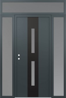 DIAMOND A6 64" X 96" ANTHRACITE/ANTHRACITE FROSTED GLASS PANEL BLACK RHI WITH 2 SIDELITES AND TRANSOM FROSTED GLASS