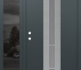 Modern Steel Front Door DIAMOND A3 52" X 80" ANTHRACITE/ANTHRACITE FROSTED GLASS PANEL STAINLESS STEEL RHI WITH SIDELITE MIRRORED GLASS