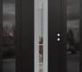 Modern Steel Front Door DIAMOND A3 68" X 80" BLACK/BLACK CLEAR GLASS PANEL STAINLESS STEEL LHI WITH 2 SIDELITES MIRRORED GLASS