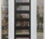 Modern Steel Front Door Diamond C9 60" x 80" white/white clear Glass Panel black RHI with 2 Sidelites clear Glass