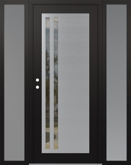 Diamond C6 60" x 80" black/black clear Glass Panel stainless steel RHI with 2 Sidelites frosted Glass