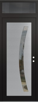 Diamond C4 36" x 96" black/black clear Glass Panel stainless steel LHI with Transom mirrored Glass