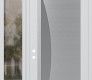 Modern Steel Front Door Diamond C13 50" x 96" white/white frosted Glass Panel stainless steel RHI with Sidelite and Transom clear Glass