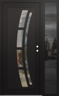 Diamond C12 52" x 80" black/black clear Glass Panel black LHI with Sidelite mirrored Glass