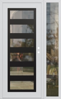 Diamond C9 48" x 80" white/white clear Glass Panel black LHI with Sidelite clear Glass