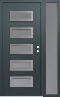 Diamond D1 48" x 80" anthracite/anthracite frosted Glass Panel stainless steel LHI with Sidelite frosted Glass