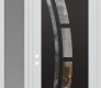 Modern Steel Front Door Diamond C12 48" x 96" white/white clear Glass Panel black RHI with Sidelite and Transom frosted Glass