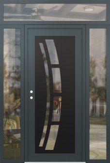 Diamond C12 68" x 96" anthracite/anthracite clear Glass Panel black RHI with 2 Sidelites and Transom clear Glass