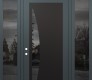 Modern Steel Front Door Diamond C13 64" x 96" anthracite/anthracite mirrored Glass Panel black RHI with 2 Sidelites and Transom mirrored Glass