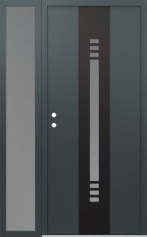 DIAMOND A5 52" X 80" ANTHRACITE/ANTHRACITE FROSTED GLASS PANEL BLACK RHI WITH SIDELITE FROSTED GLASS