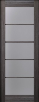 DOOR SLAB PALLADIO 5 LITE VETRO GRAY OAK 24" X 80" X 1 9/16" TEMPERED FROSTED GLASS