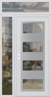 Diamond C2 48" x 96" white/white clear Glass Panel stainless steel RHI with Sidelite and Transom clear Glass