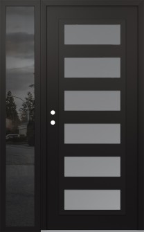 Diamond C9 52" x 80" black/white frosted Glass Panel black RHI with Sidelite mirrored Glass