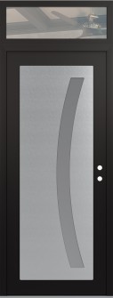 Diamond C4 36" x 96" black/white frosted Glass Panel stainless steel LHI with Transom clear Glass