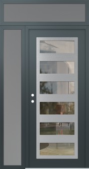 Diamond C9 48" x 96" anthracite/anthracite clear Glass Panel stainless steel RHI with Sidelite and Transom frosted Glass