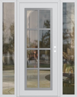 Diamond C16 60" x 80" white/white clear Glass Panel stainless steel LHI with 2 Sidelites clear Glass