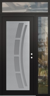 Diamond C12 52" x 96" black/white frosted Glass Panel stainless steel LHI with Sidelite and Transom clear Glass