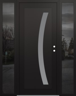 Diamond C4 64" x 80" black/white frosted Glass Panel black LHI with 2 Sidelites mirrored Glass