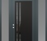 Modern Steel Front Door Diamond C6 60" x 96" anthracite/anthracite mirrored Glass Panel black RHI with 2 Sidelites and Transom frosted Glass