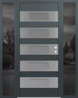 Diamond D5 68" x 80" anthracite/anthracite Frosted Glass Panel stainless steel LHI with 2 Sidelites Mirrored Glass