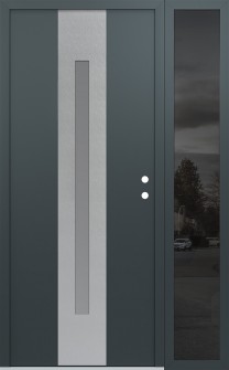 DIAMOND A2 52" X 80" ANTHRACITE/ANTHRACITE FROSTED GLASS PANEL STAINLESS STEEL LHI WITH SIDELITE MIRRORED GLASS