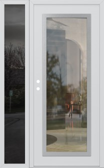Diamond C1 50" x 80" white/white clear Glass Panel stainless steel RHI with Sidelite mirrored Glass