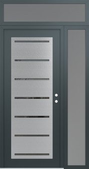 Diamond C11 48" x 96" anthracite/anthracite mirrored Glass Panel stainless steel LHI with Sidelite and Transom frosted Glass