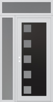 Diamond C5 48" x 96" white/white frosted Glass Panel black RHI with Sidelite and Transom frosted Glass