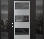 Modern Steel Front Door Diamond C2 60" x 96" black/black mirrored Glass Panel stainless steel RHI with 2 Sidelites and Transom mirrored Glass