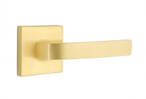 EMTEK BRESLIN LEVER WITH SQUARE ROSETTE PASSAGE RH SATIN BRASS (US4) 5110