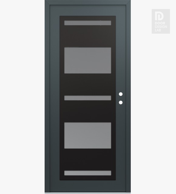 Modern Steel Front Door Diamond C10 36" x 80" anthracite/anthracite frosted Glass Panel black LHI