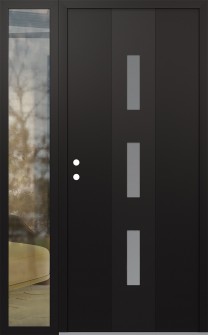 DIAMOND A7 52" X 80" BLACK/WHITE FROSTED GLASS PANEL BLACK RHI WITH SIDELITE CLEAR GLASS