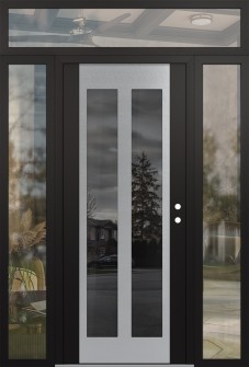 Diamond C14 60" x 96" black/black mirrored Glass Panel stainless steel LHI with 2 Sidelites and Transom clear Glass