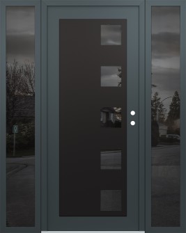 Diamond C5 60" x 80" anthracite/anthracite mirrored Glass Panel black LHI with 2 Sidelites mirrored Glass