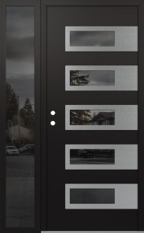 Diamond D3 52" x 80" black/black mirrored Glass Panel stainless steel RHI with Sidelite mirrored Glass